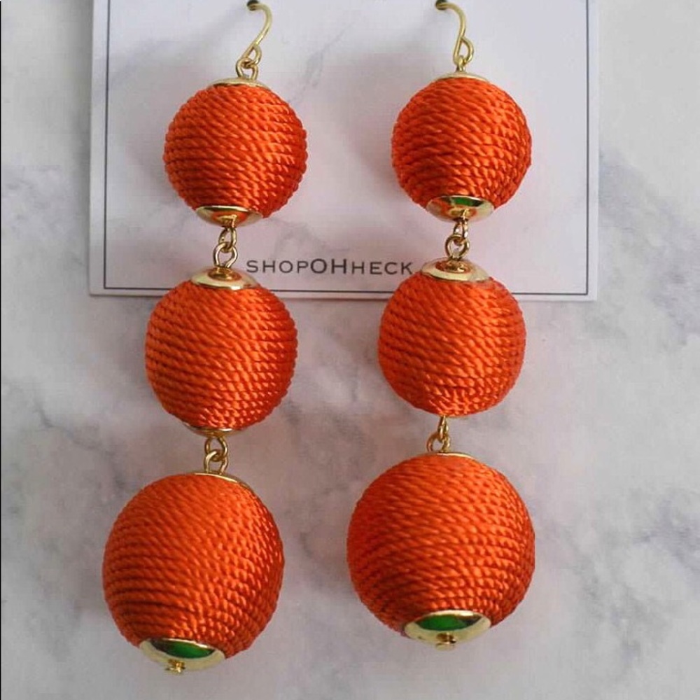 Orange Drop Ball Earrings